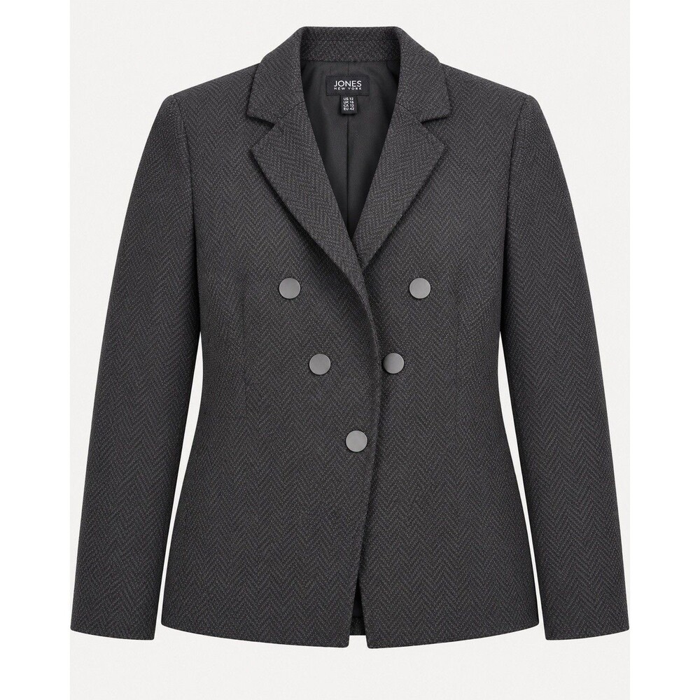 Jones New York Gray Herringbone Skirt Suit 12 Office Siren Corporate Chic - Picture 6 of 16